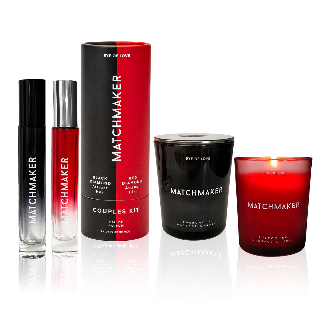 Matchmaker lover's bundle including his and her pheromone scents and scented massage candles